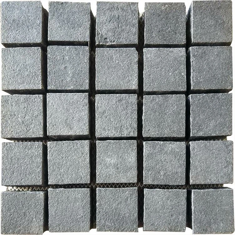 Útburkolat macskaköves gránit fekete