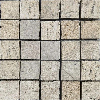 Útburkolat macskaköves gránit sárga